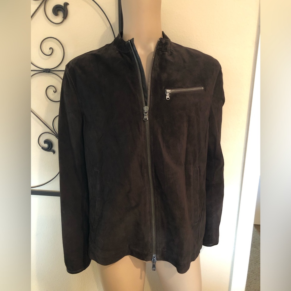 John Varvatos USA Brown Suede Cafe Racer Jacket Size XL New with tags